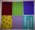 Alphabet 60x68 Gouache und Acryl auf Leinwand – Siebdruck im Acrylglasrahmen 